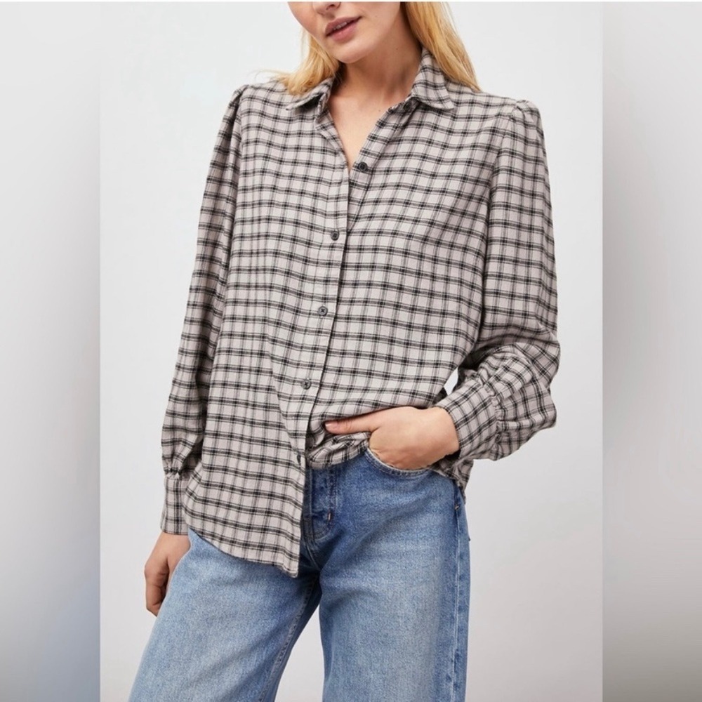 Rails Angelica Plaid Button Down Shirt Long Sleeve Malt Onyx Women's XS